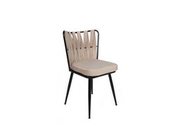 Hanah Home 221 V4 Juego de 4 Sillas de Comedor, Metal y Terciopelo, Crema y Negro, Comodidad y Estilo